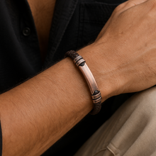 Load image into Gallery viewer, Steel &amp; Leather Bangle
