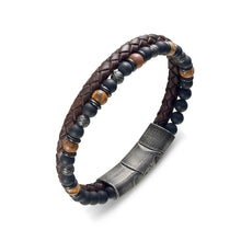 Load image into Gallery viewer, Steel &amp; Leather Bracelet
