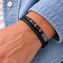 Load image into Gallery viewer, Steel &amp; Leather Bangle
