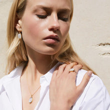 Load image into Gallery viewer, Fleur Rainbow Moonstone Earrings
