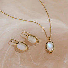 Load image into Gallery viewer, Fleur Rainbow Moonstone Earrings
