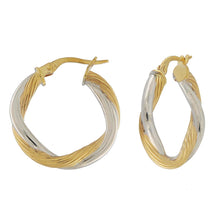 Load image into Gallery viewer, 9ct Yellow Gold and Silver Twisted SF Hoop Earrings
