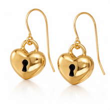 Load image into Gallery viewer, 9ct Yellow Gold SF Heart Hoop Earrings
