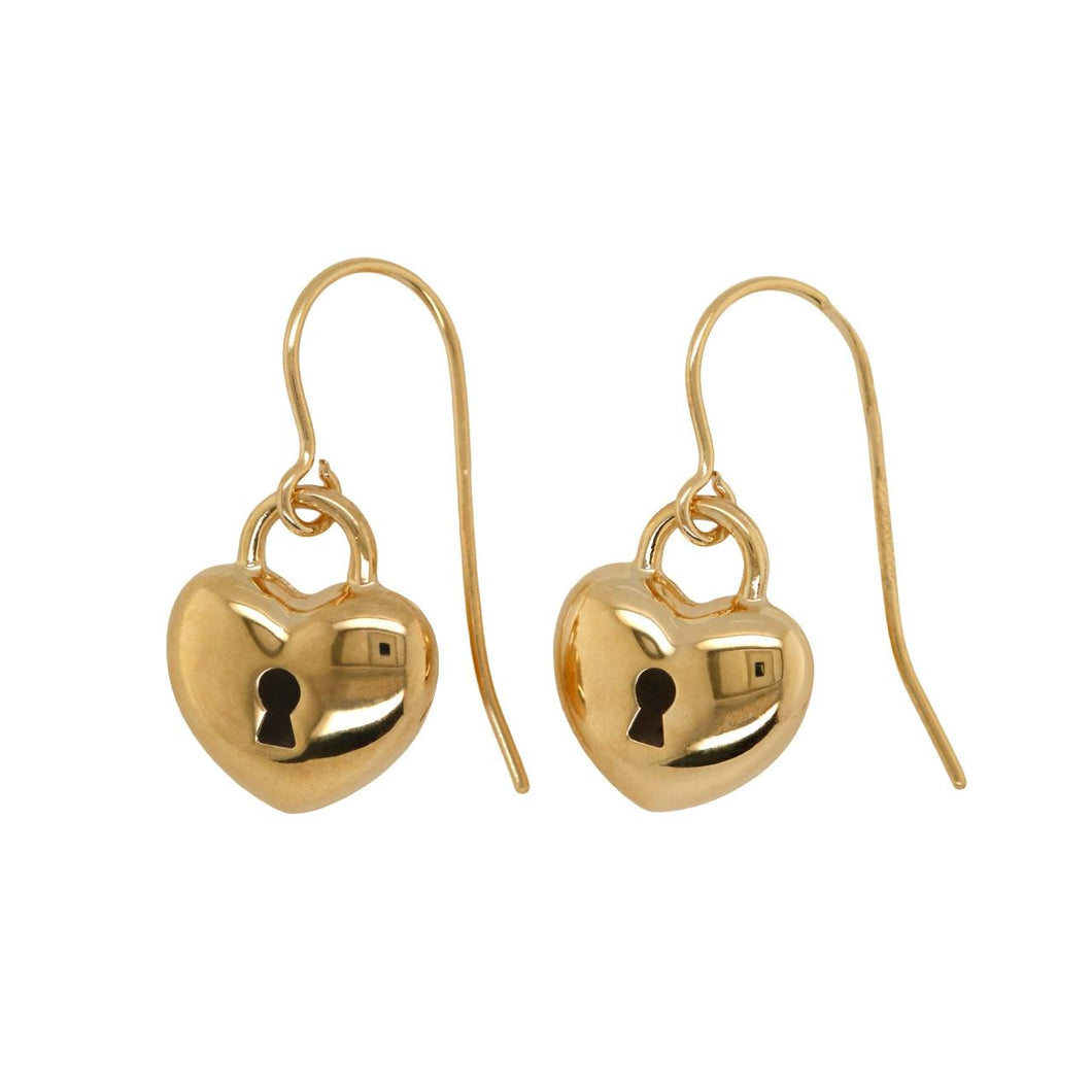 9ct Yellow Gold SF Heart Hoop Earrings