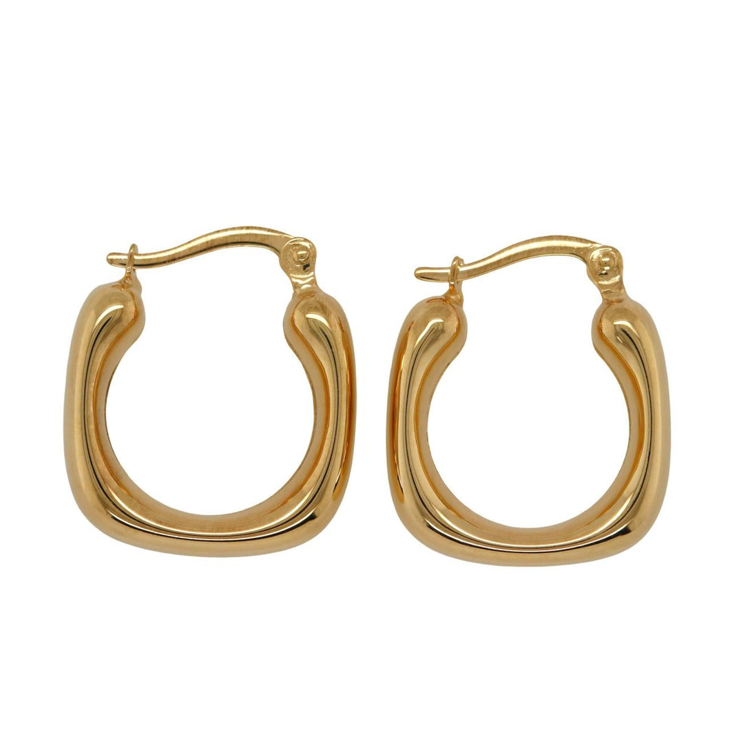 9ct Yellow Gold SF Square Hoop Earrings