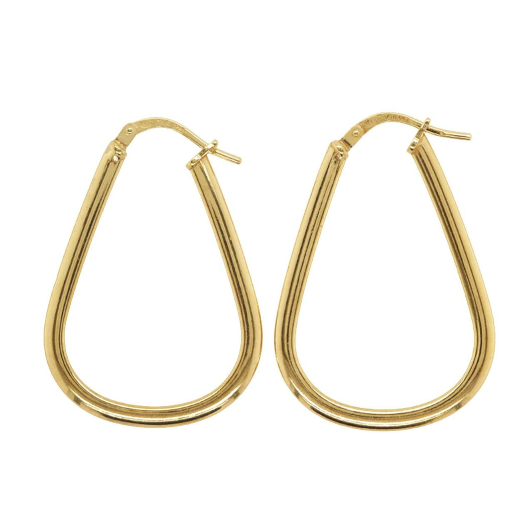 9ct Yellow Gold SF Oval Hoop Earrings