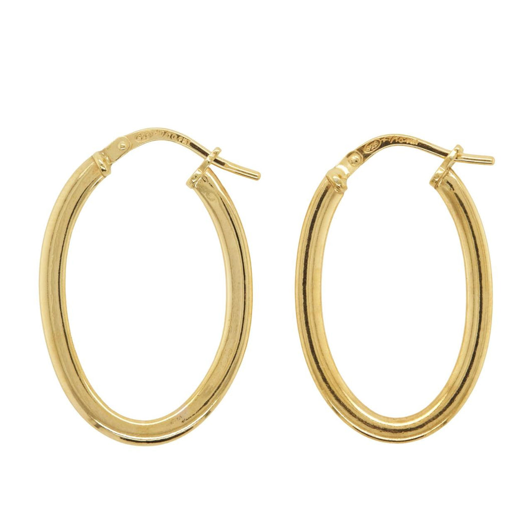 9ct Yellow Gold SF Oval Hoop Earrings