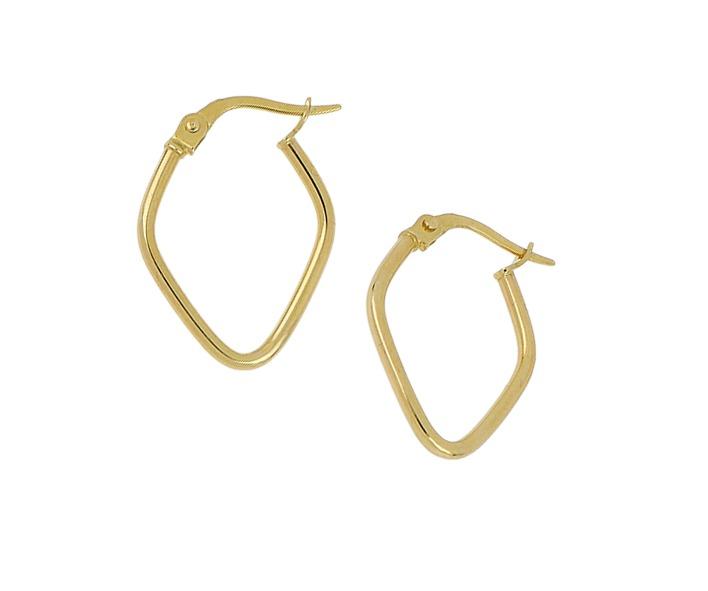 9ct Yellow Gold SF Kite Shaped Hoop Earrings