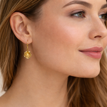Load image into Gallery viewer, 9ct Yellow Gold SF Clover Shaped Hoop Earrings
