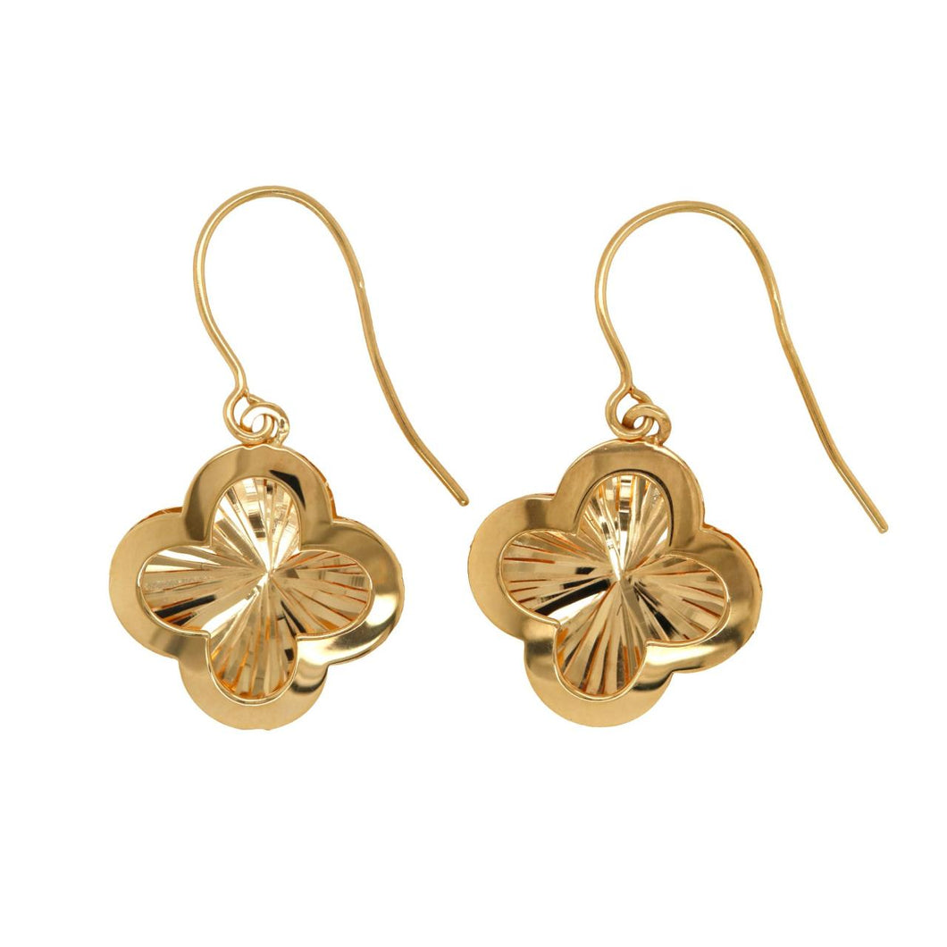 9ct Yellow Gold SF Clover Shaped Hoop Earrings