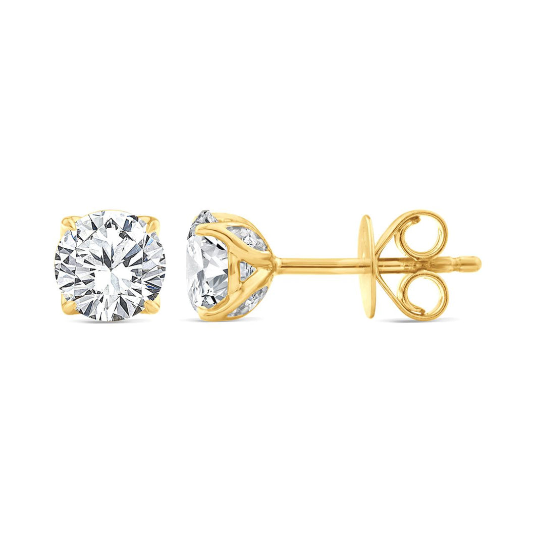 18ct Yellow Gold 1.63ct  Diamond Claw Stud Earrings