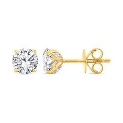 18ct Yellow Gold 1.63ct  Diamond Claw Stud Earrings