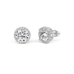 18ct White Gold 2.45ct Diamond Halo Stud Earrings