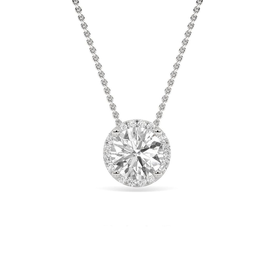 18ct White Gold 1.82ct Diamond Halo Necklace