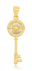 9ct Yellow Gold Key Pendant with Compass Detail