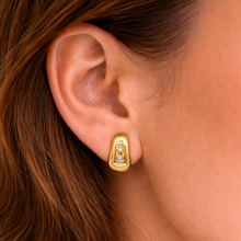 Load image into Gallery viewer, 9ct Yellow Gold Silver Bonded Kite Shaped Hoop Earrings
