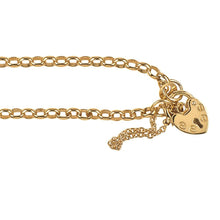 Load image into Gallery viewer, 9ct Yellow Gold Heart Padlock Oval Figaro Bracelet
