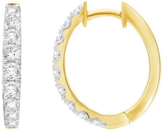 9ct Yellow Gold 1.00ct Diamond Oval Huggie Earrings