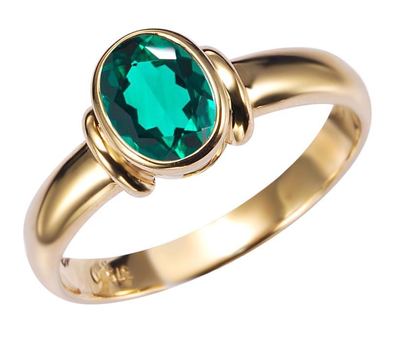 9ct Yellow Gold Created Emerald Ring