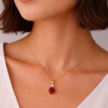 Load image into Gallery viewer, 9ct Yellow Gold Created Ruby &amp; Diamond Pendant
