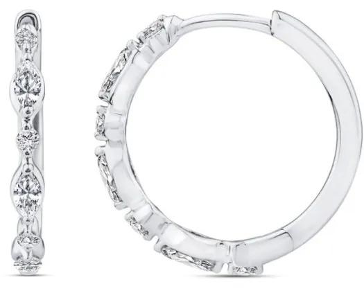 9ct  White Gold Diamond Hoop Earrings