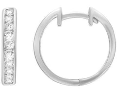 9ct White Gold Diamond Round Huggies