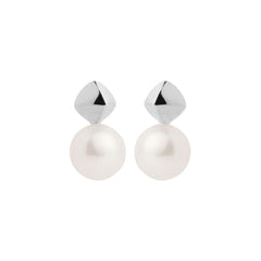 Button Pearl Stud Earrings