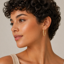 Load image into Gallery viewer, 9ct Yellow Gold SF Fancy Hoop Earrings
