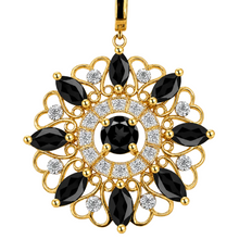 Load image into Gallery viewer, 9ct Yellow Gold Diamond &amp; Black Sapphire Pendant
