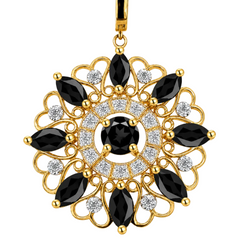 9ct Yellow Gold Diamond & Black Sapphire Pendant