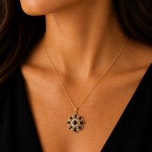 Load image into Gallery viewer, 9ct Yellow Gold Diamond &amp; Black Sapphire Pendant

