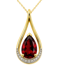 9ct Yellow Gold Diamond & Garnet Pendant