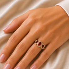 Load image into Gallery viewer, 9ct Yellow Gold Created Ruby &amp; Diamond Ring

