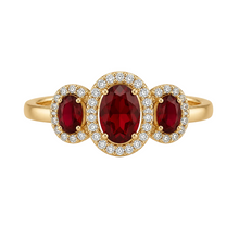 Load image into Gallery viewer, 9ct Yellow Gold Created Ruby &amp; Diamond Ring
