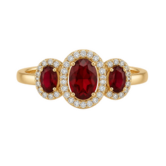9ct Yellow Gold Created Ruby & Diamond Ring