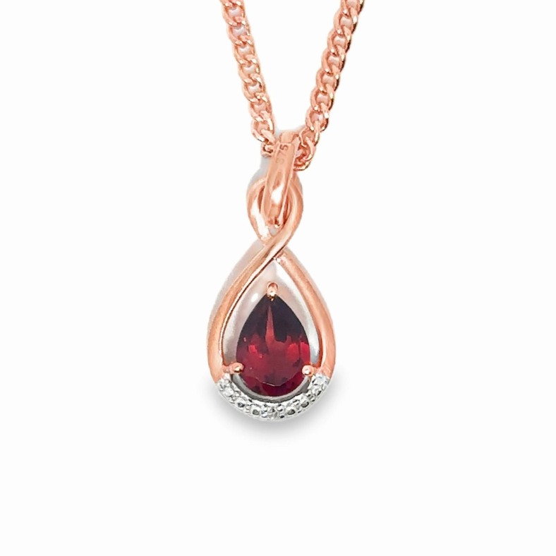 9CT Garnet & Diamond Pendant