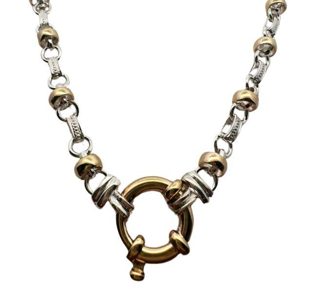 9CT YELLOW GOLD & STERLING SILVER NECKLACE